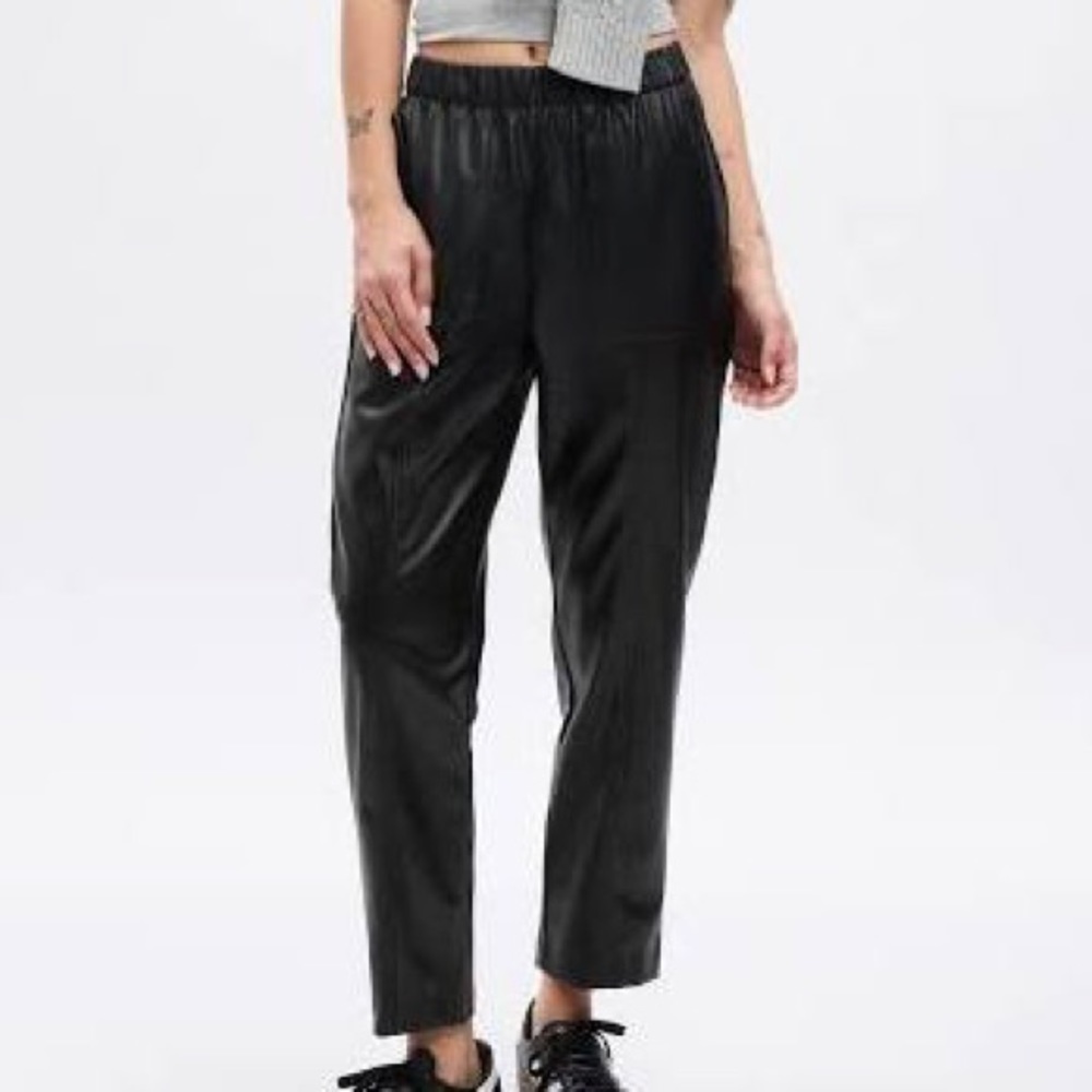 NWT By Anthropologie Elastic Waist Faux Leather Trouser